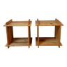 Pair of cubist pine bedside tables