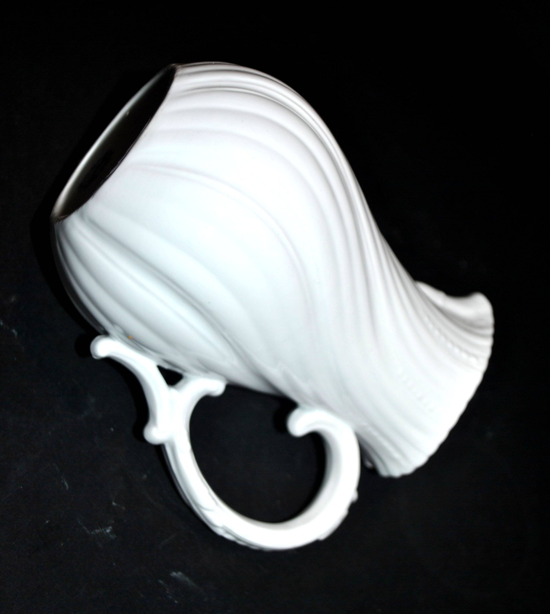 Antique Sarreguemines porcelain pitcher, plain Viennese pattern