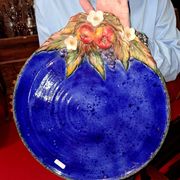 Large decorative plate in glazed ceramic signed Laurence Saint-Amour.