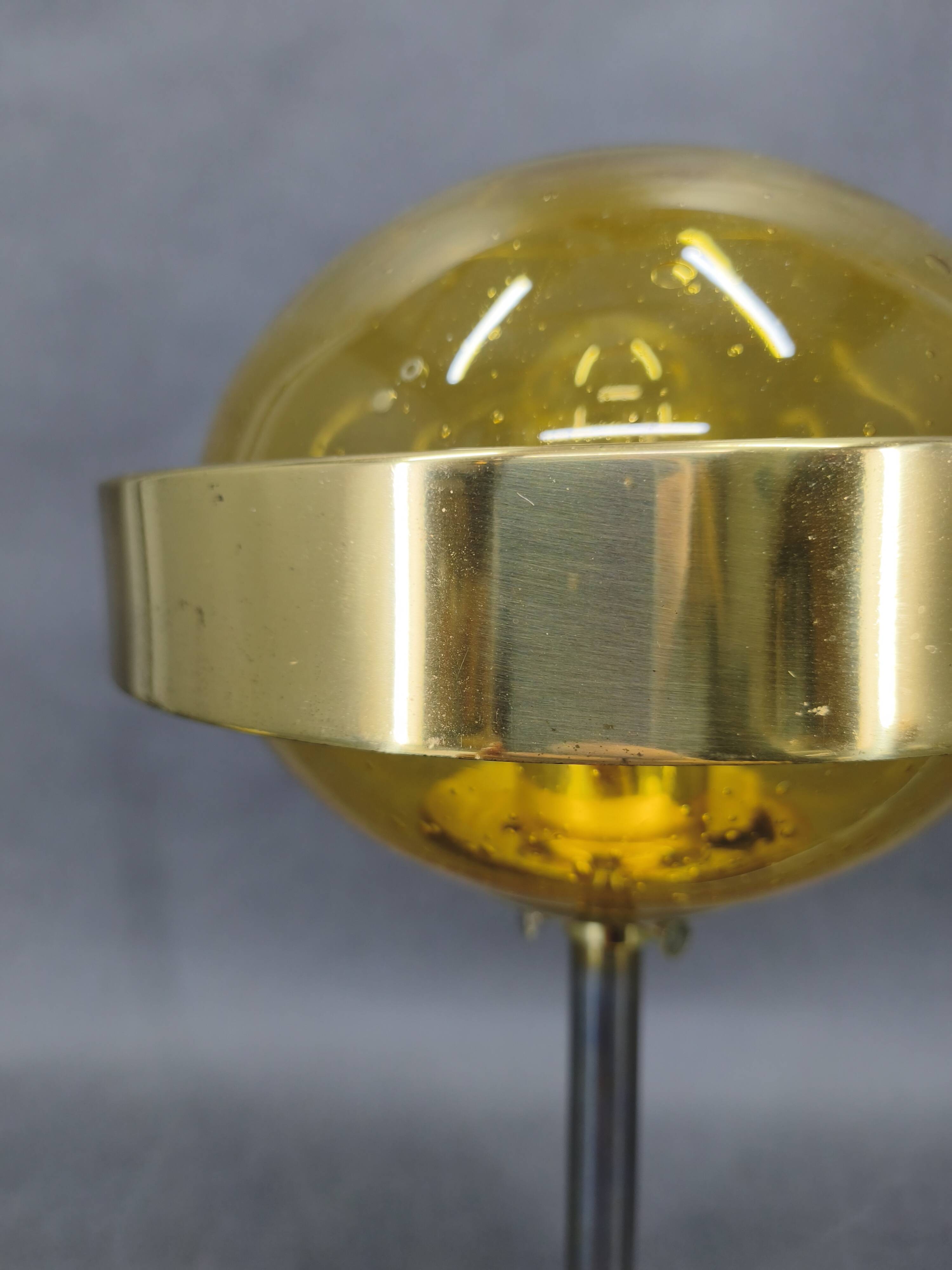 1970s Space Age Table Lamp Brass Glass Kamenický Šenov