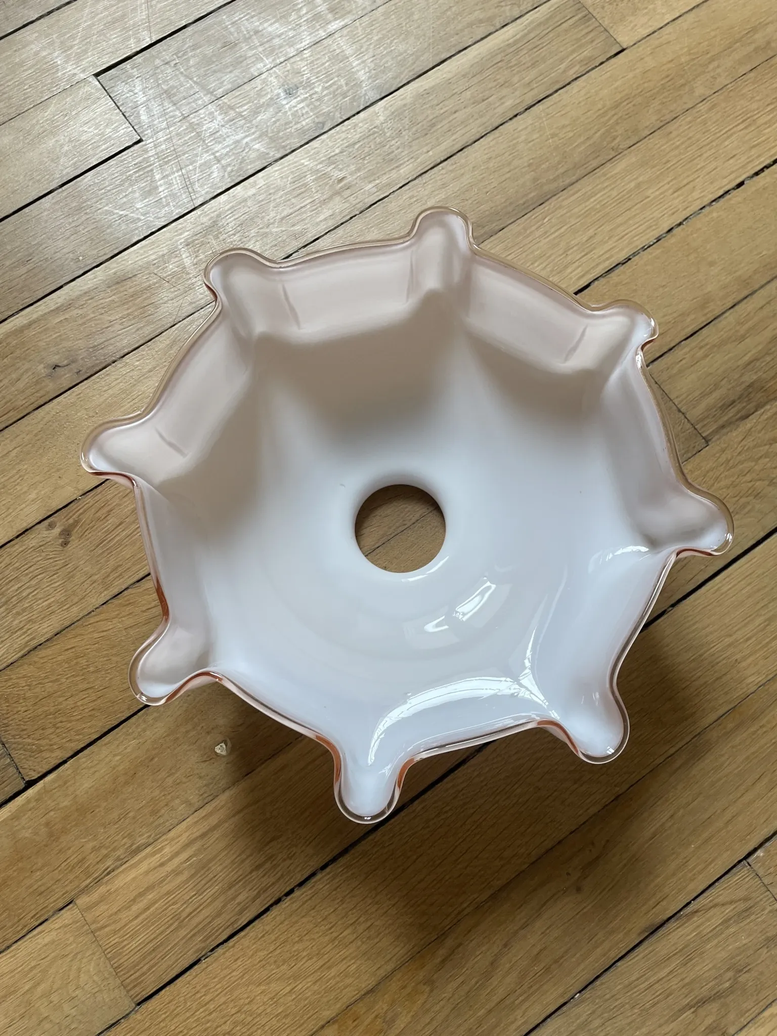 Vintage opaline pink glass lampshade from Czechoslovakia 250913