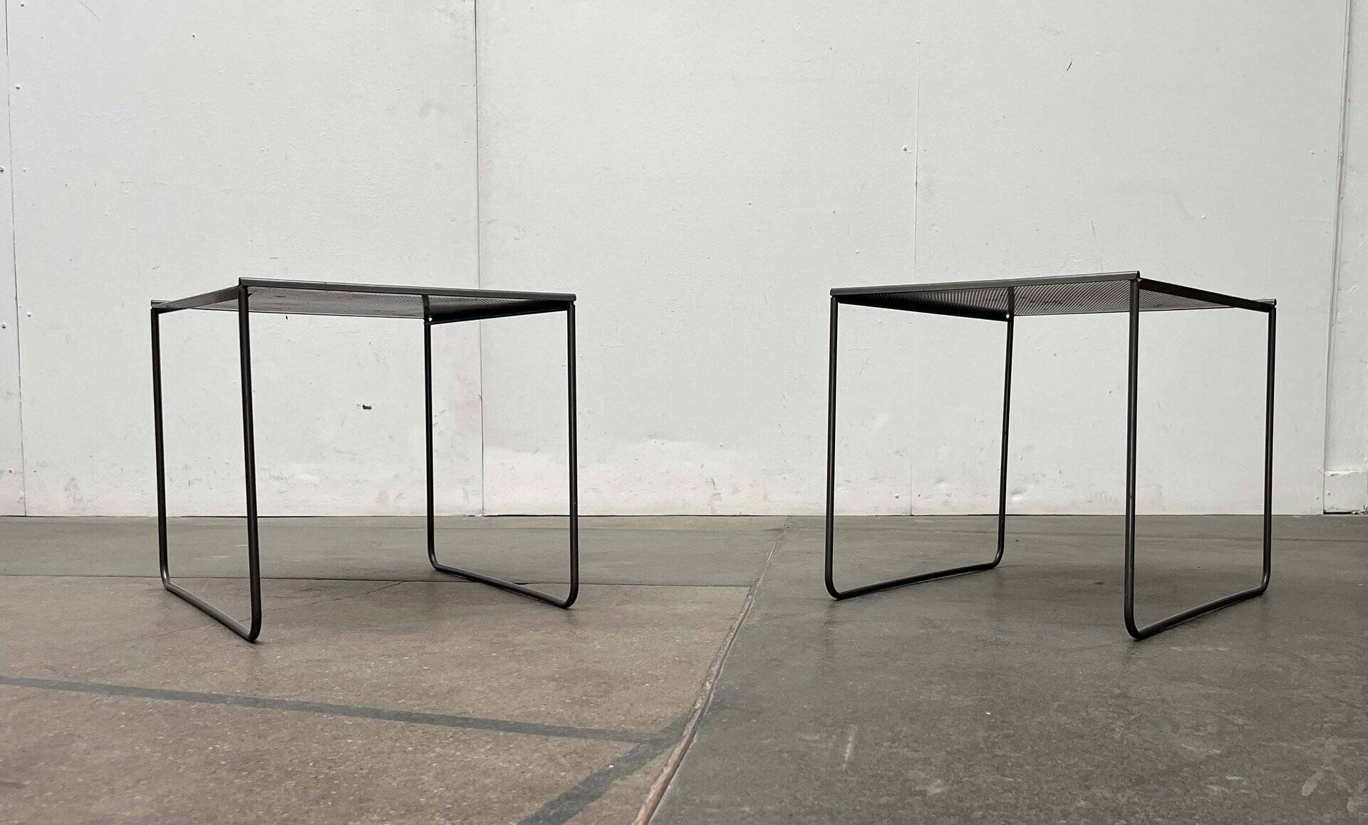 Postmodern perforated metal nesting side tables from Ikea, 1980s, set of 2.