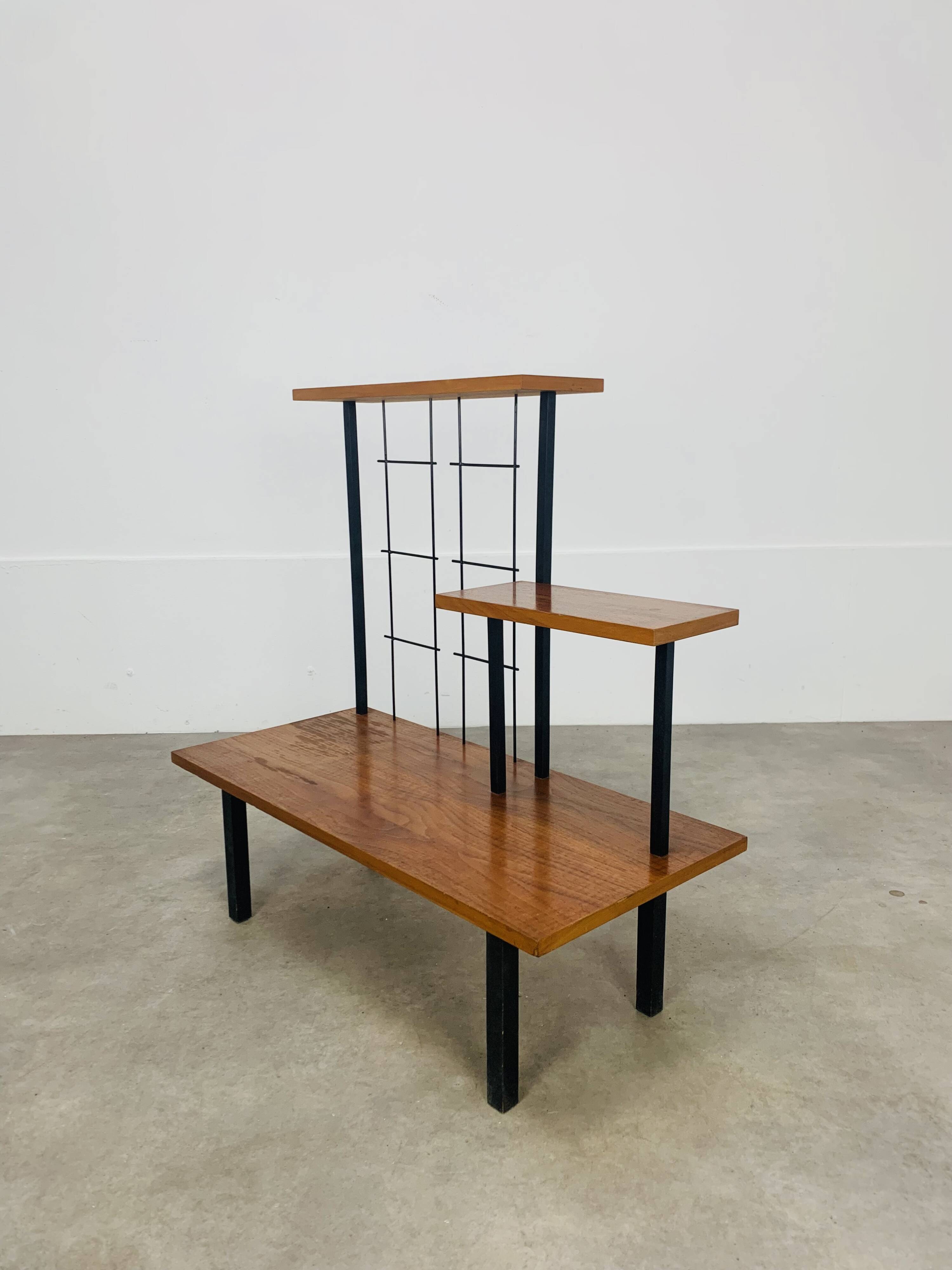 50s asymmetrical plant shelf, teak