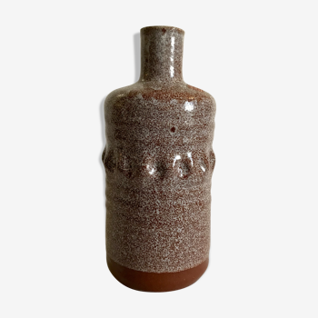 Vase bouteille Accolay grès d'art vers 1960 céramique vintage Made in France.