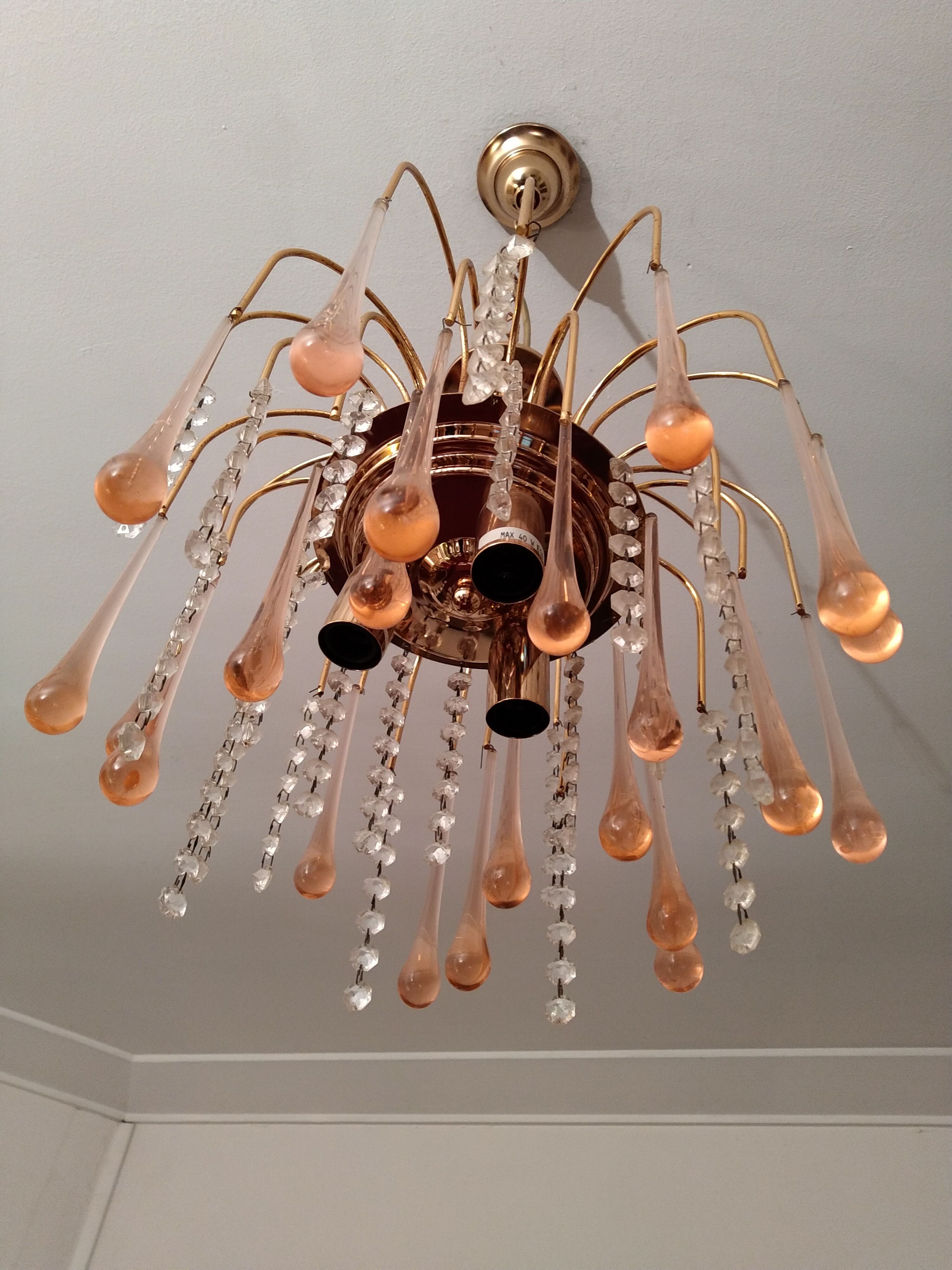 Metal and vintage stamps chandelier
