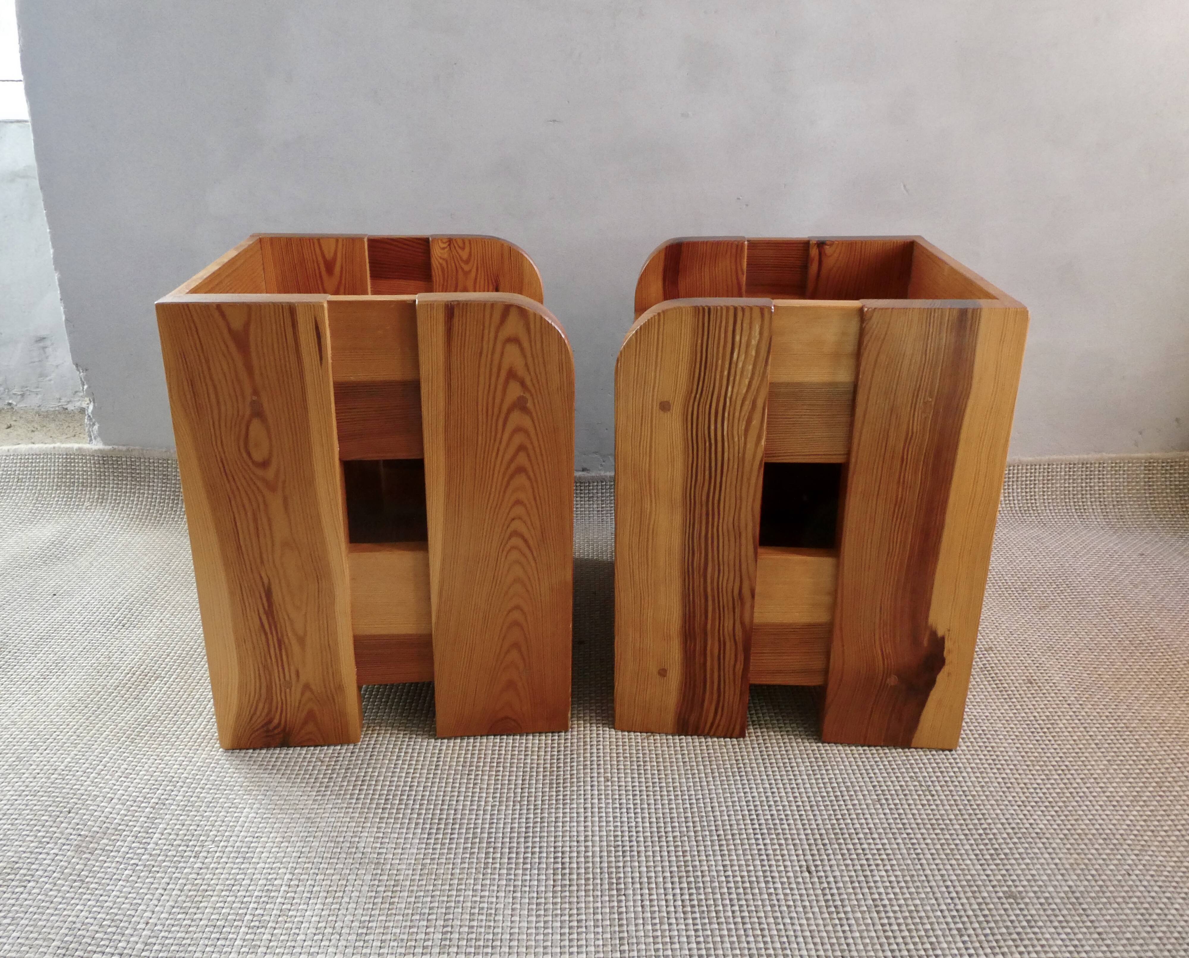 Pair of solid pine bedside tables
