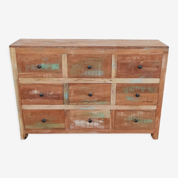 Commode en bois ancien 9 tiroirs