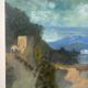 The distant castle, oil on canvas signed