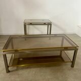 Coffee table in brass and smoked glass designed by Guy Lefèvre for the Jansen house, 1970s/80s