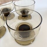 Lot de 4 coupes à champagne vintage en verre fumé