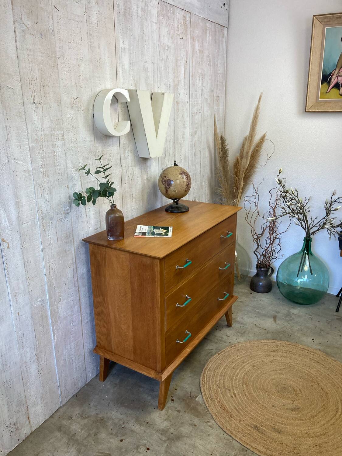 Commode vintage pieds compas