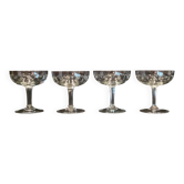4 Antique Champagne Glasses In Engraved Crystalline