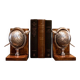 Pair of 20th Century Atlas Globe Bookends Metal & Wood Decorative Book Holders