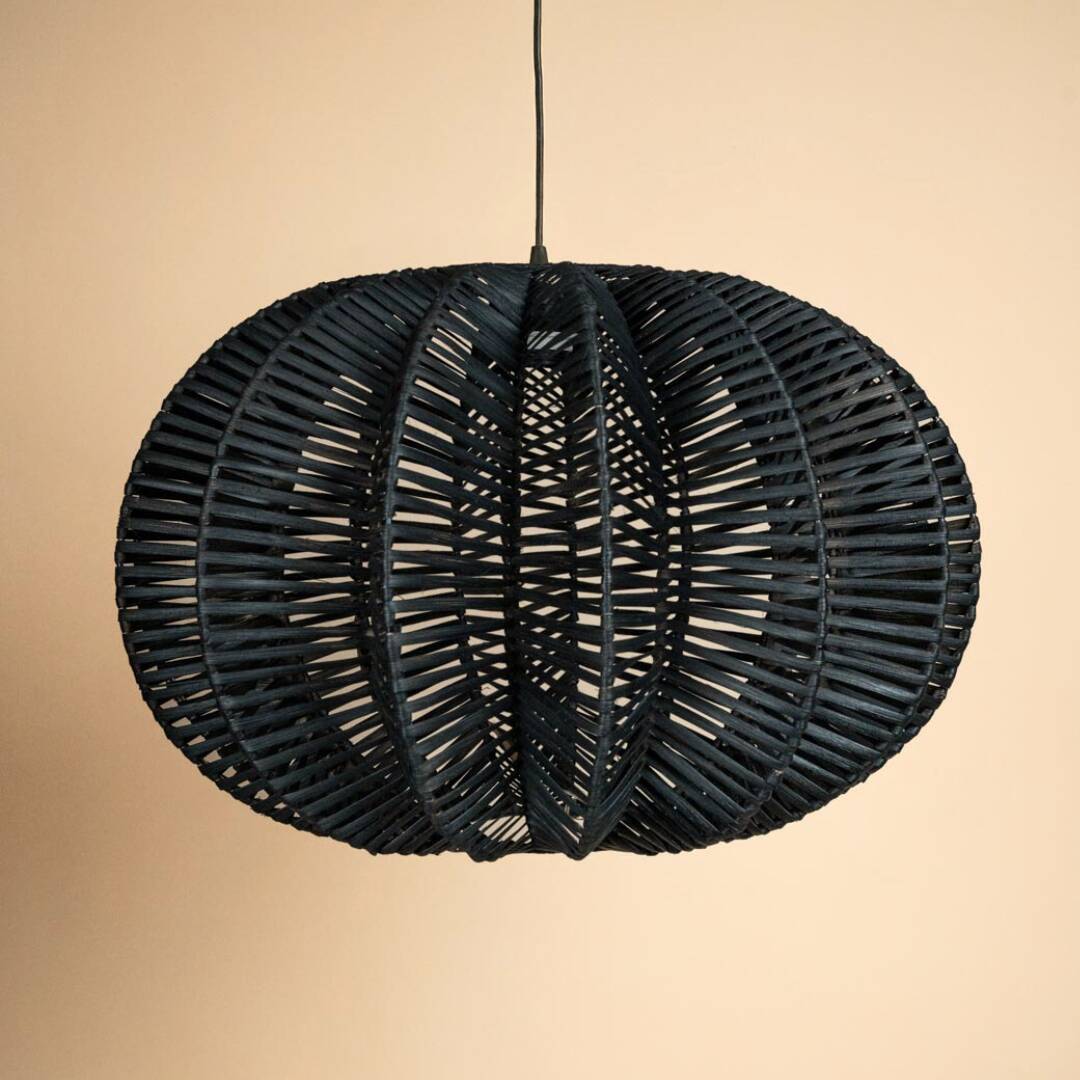 Black rattan pendant light - Dalia