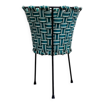 Tripod plant pot, made of scoubidou, vintage seventies.
