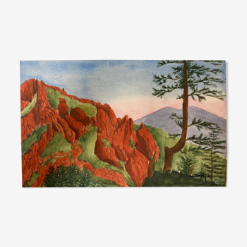 Vintage landscape watercolor