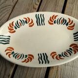 Dish out of ceramics decor orange and green