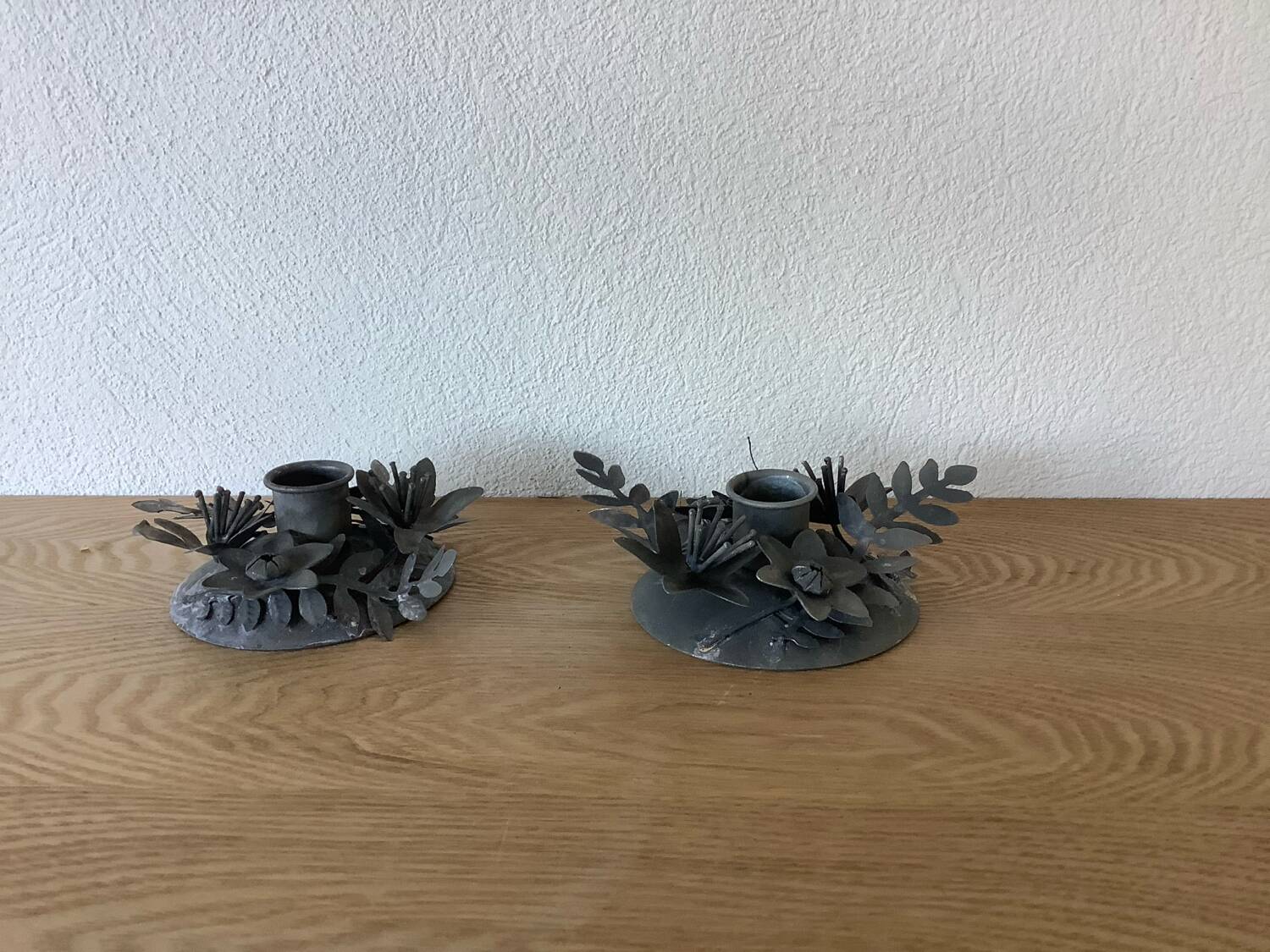 2 vintage flower candle holders