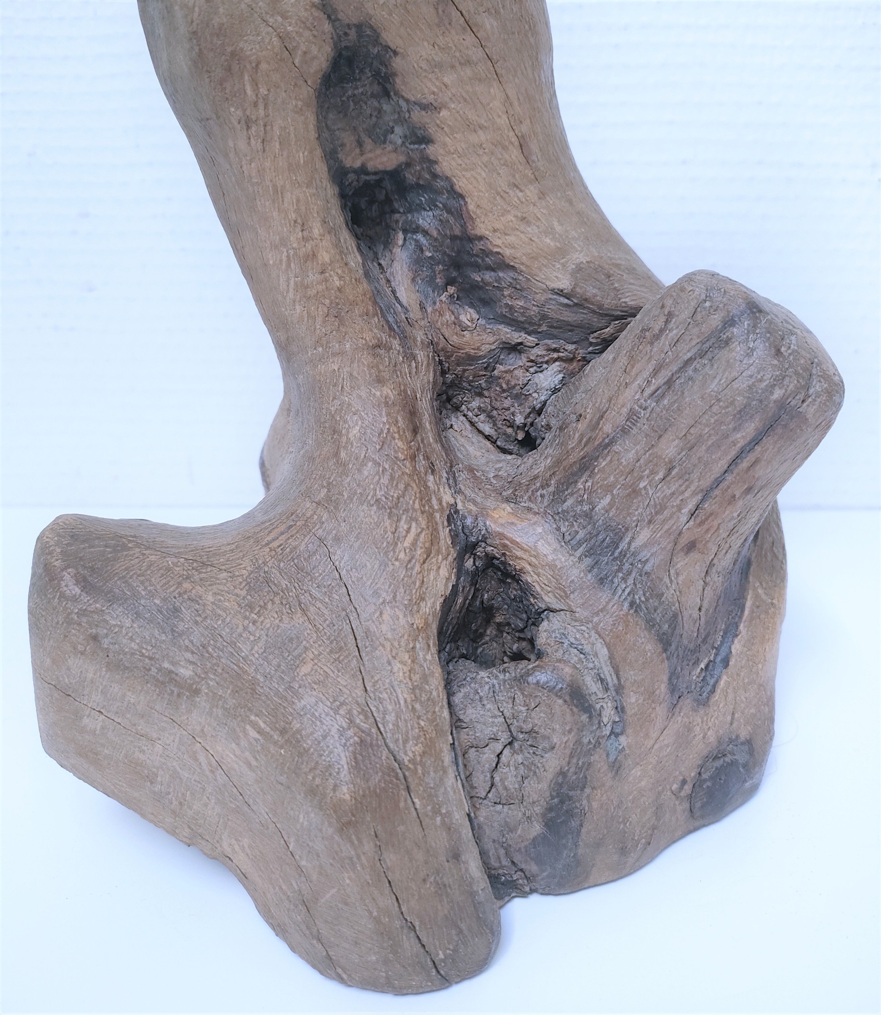 Brutalist solid patinated wood lamp foot