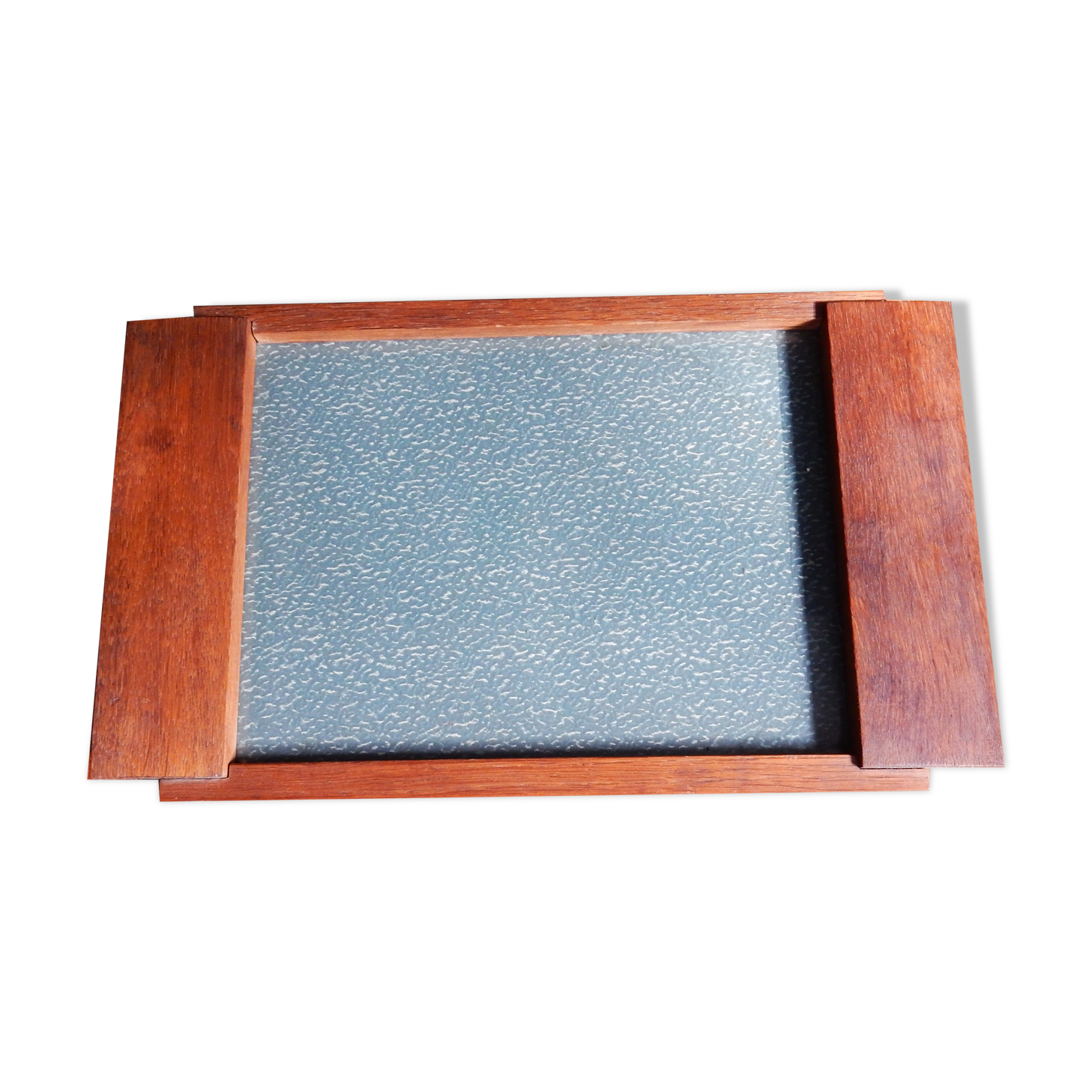 Plateau art déco en bois et verre