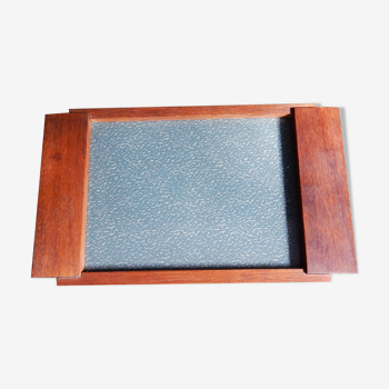 Art deco tray in wood and glass