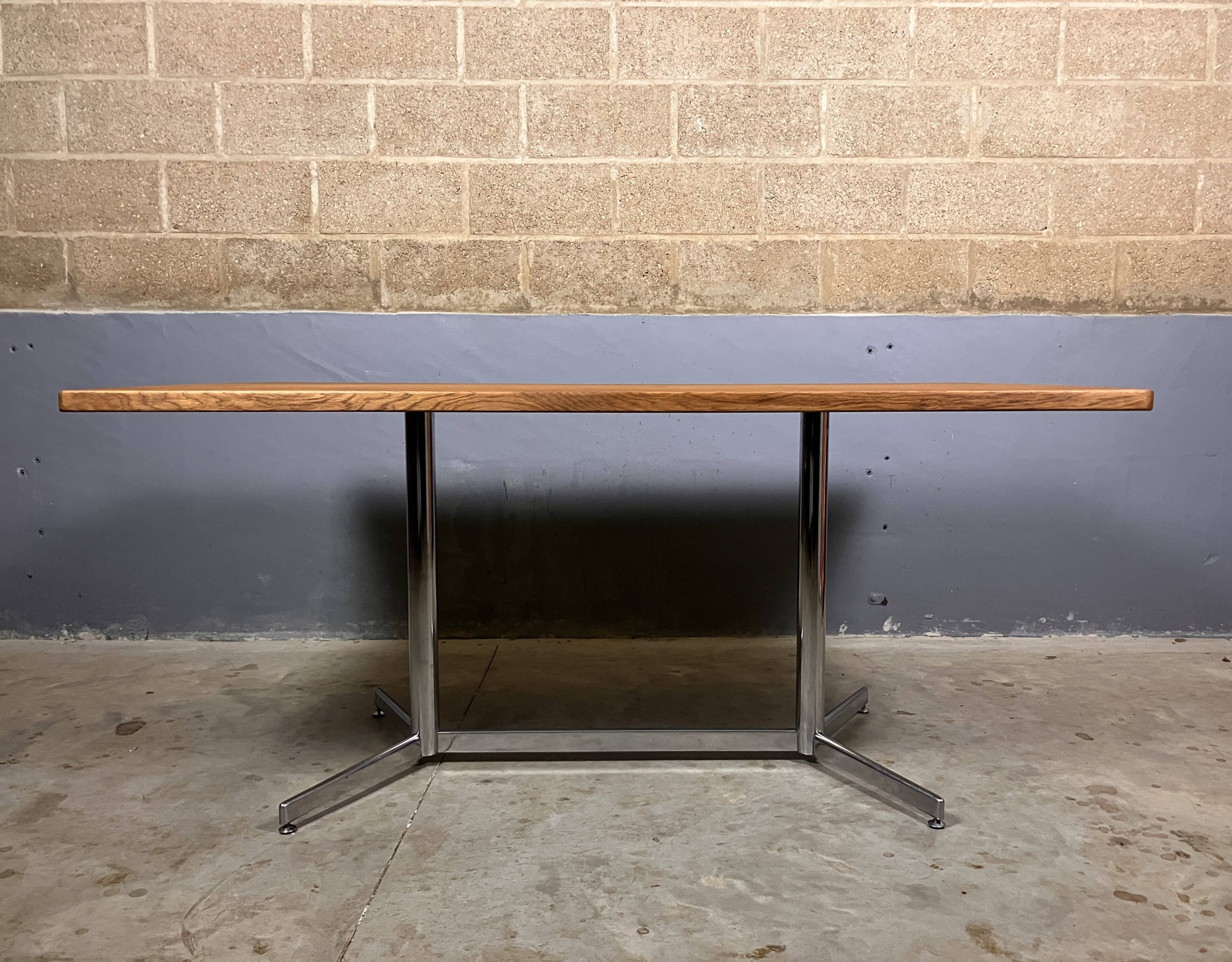 Vintage industrial table desk chrome oak