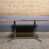 Vintage industrial table desk chrome oak