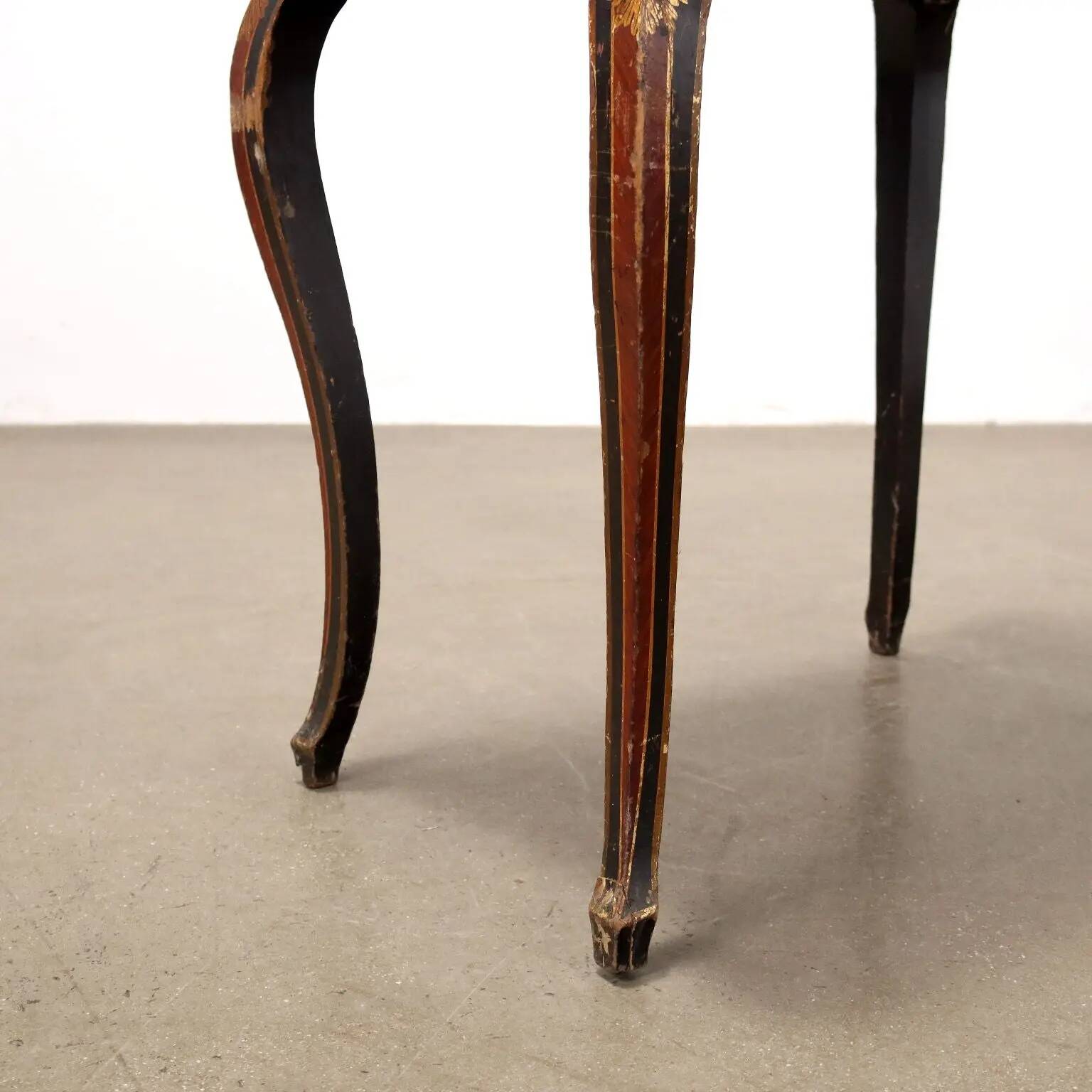 Antique lacquered oak work table, France, 20th century