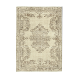 Handwoven antique anatolian beige carpet 192 cm x 274 cm