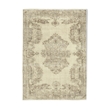 Handwoven antique anatolian beige carpet 192 cm x 274 cm