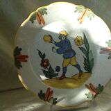 Faience plate nevers man with tambourine 20 th