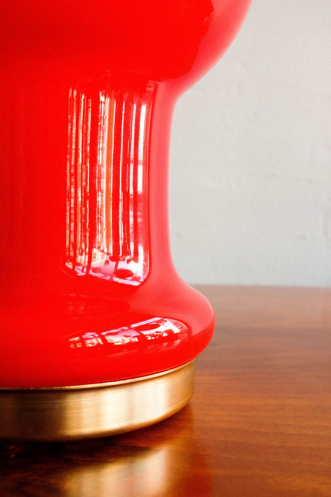 Space age czechoslovak opaline red glass table lamp, 1970s