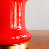 Space age czechoslovak opaline red glass table lamp, 1970s