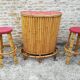 Bamboo tiki bar and two stools