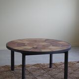 Modern Danish coffee table in steel and ceramic tiles by Sallingboe from the 1970s.