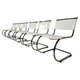 Set of 6 white cantilever dining chairs MR10 by Mies van der Rohe for Thonet, 1980s.