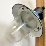 Industrial Blue Painted Factory Lamp Wall Light from Elektrosvit, 1960s