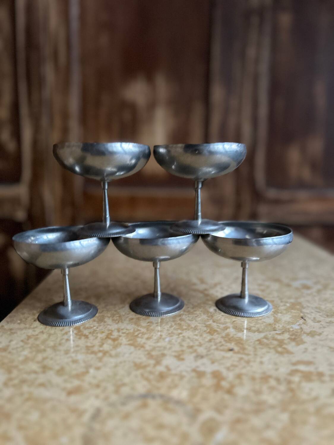 Set of 5 vintage footed dessert bowls