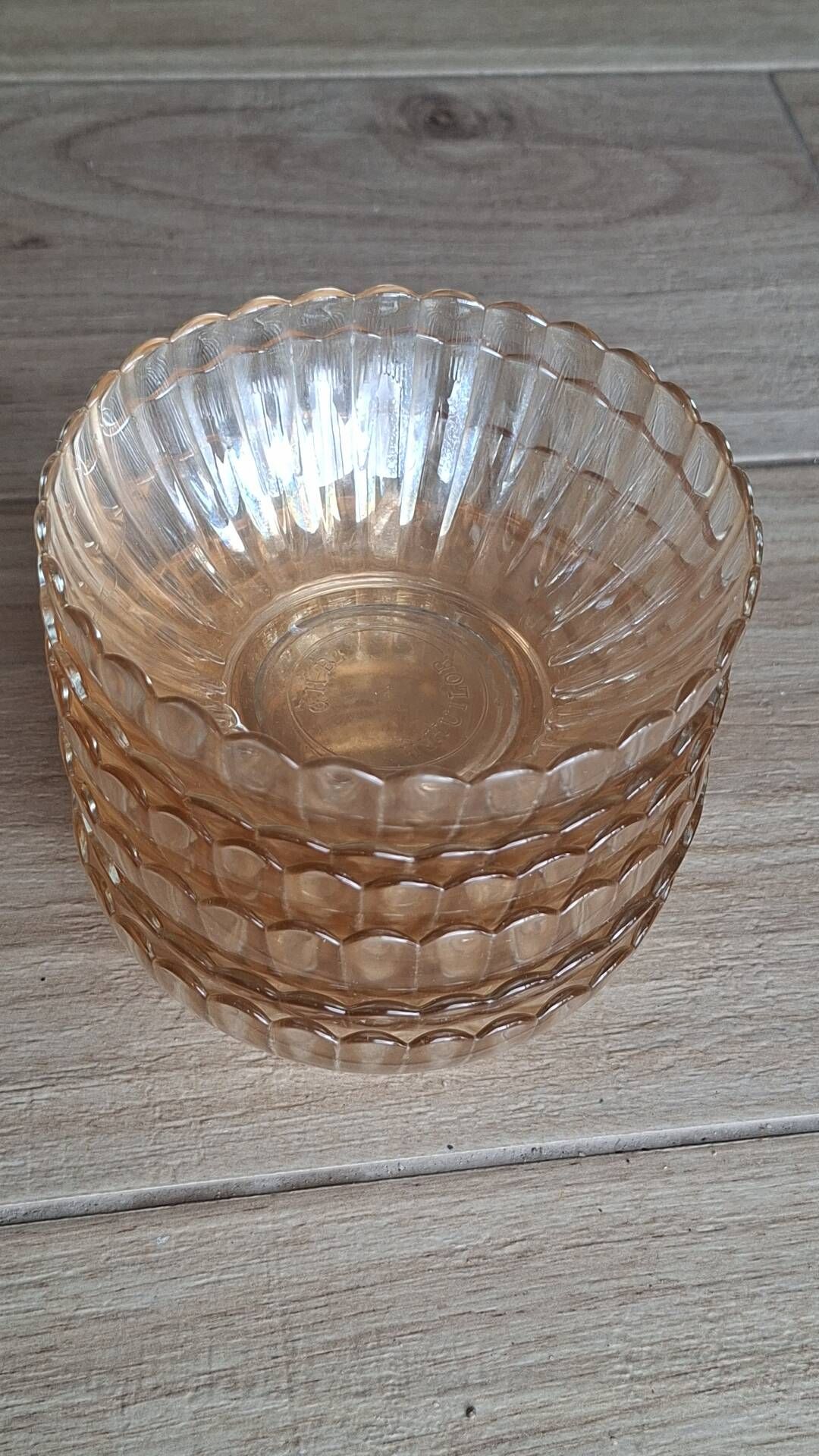 vintage bowls GHB Huilor amber orange glass