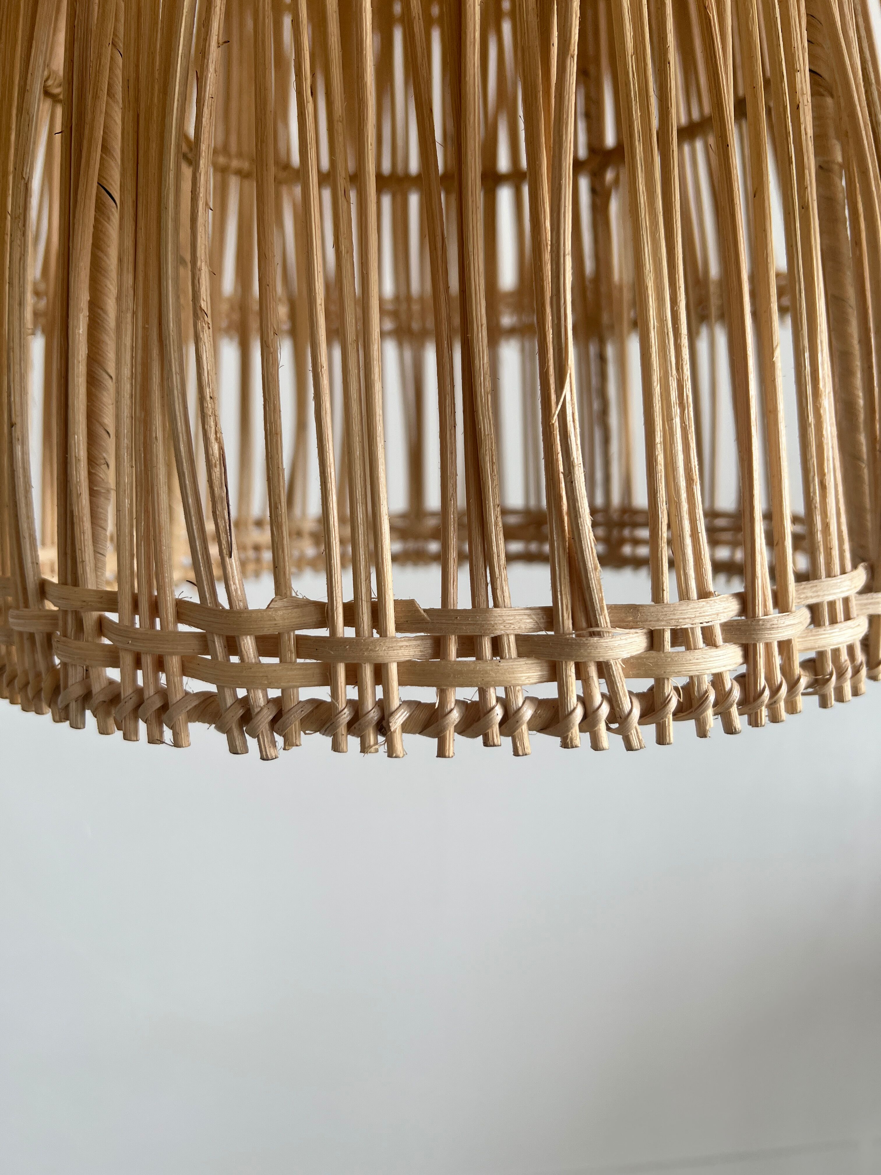 Rattan pendant lamp or light in the shape of an Asian lantern