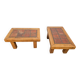 Brutalist Oak Side Table with Terracotta Tiles, 1950s, Set of 2
