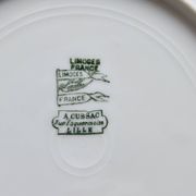 6 monogrammed dessert plates Limoges porcelain