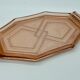Art deco tray in pink glass with handle