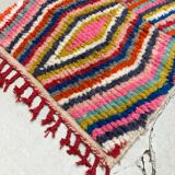 Moroccan Berber carpet Boujaad corridor with multicolored diamonds 336x80cm