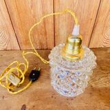Globe hanging lamp in vintage bubbled molded glass