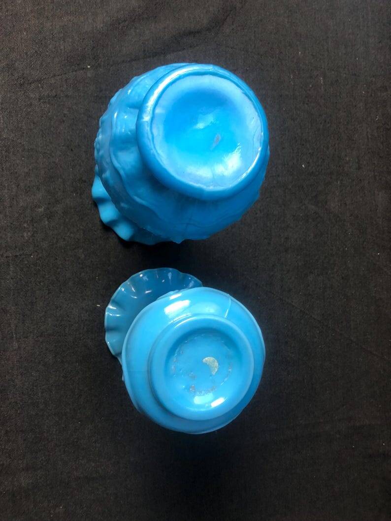 Antique French Opaline Glass Vases: Art Nouveau Floral Pair
