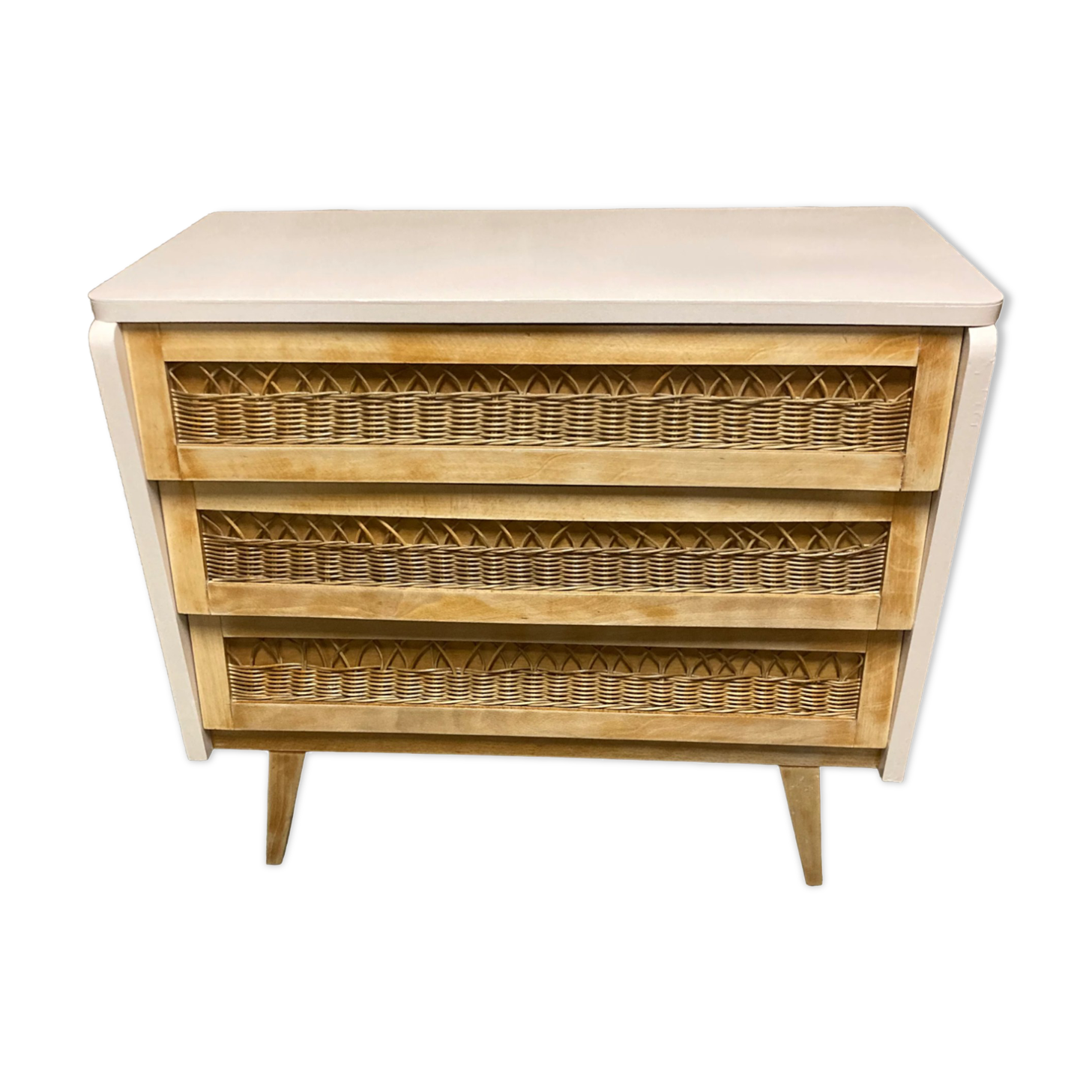 Vintage rattan chest of drawers