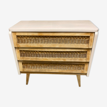 Vintage rattan chest of drawers