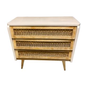 Vintage rattan chest of drawers