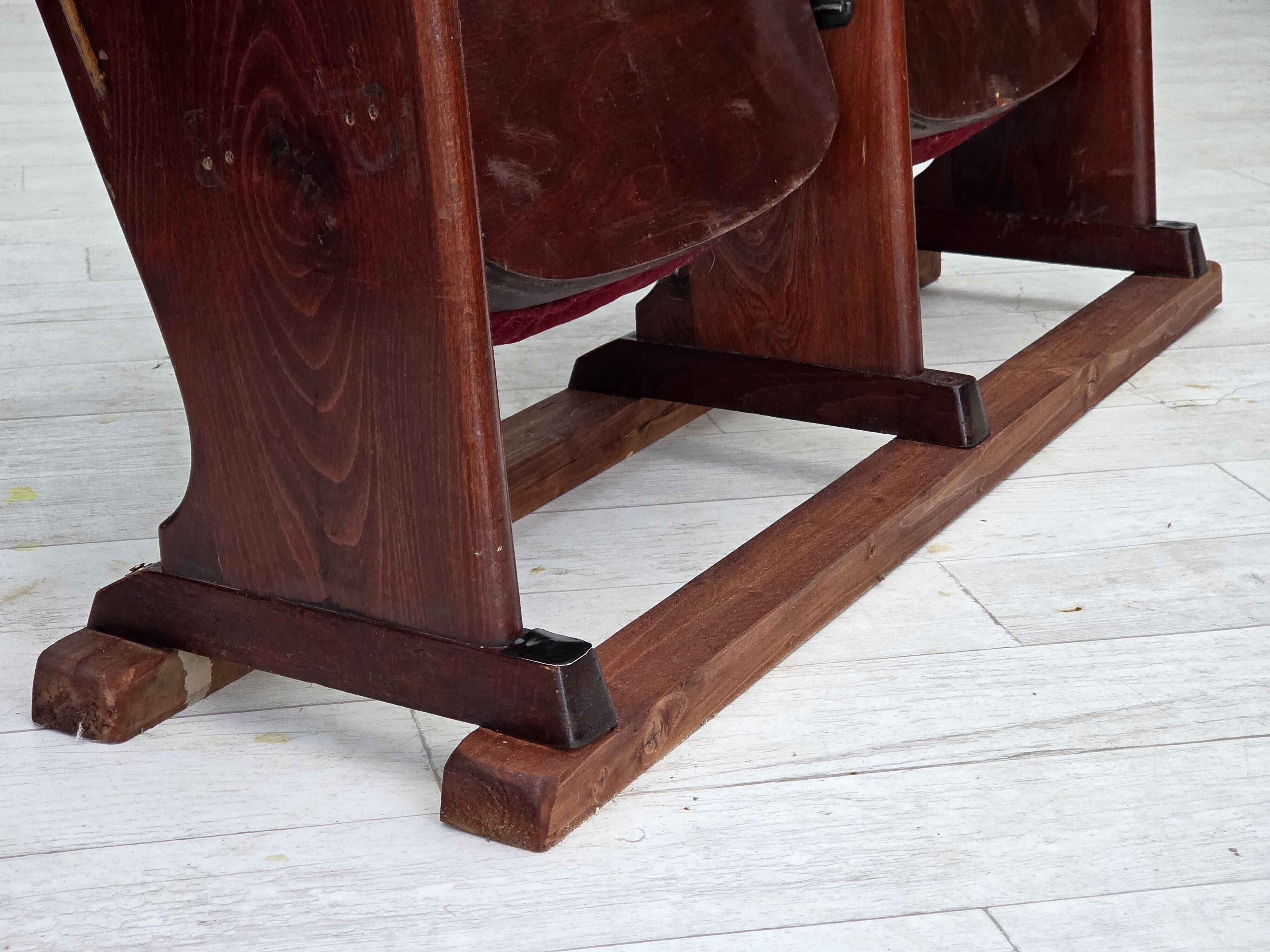 1950s, Danish theater armchairs, furniture velour, original condition.